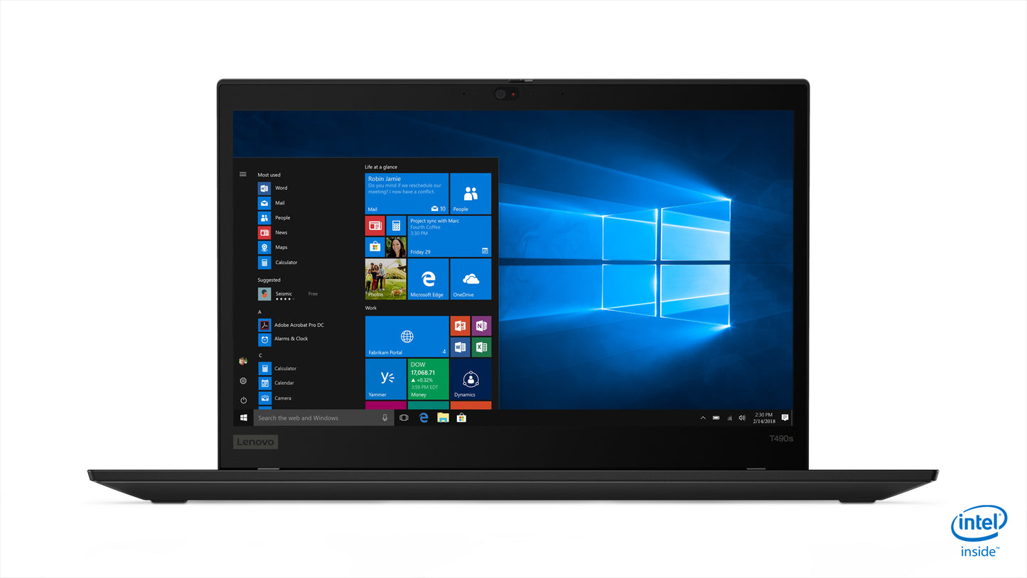 Lenovo ThinkPad T490s Notebook 14" Touchscreen Full HD 8th gen Intel® Core™ i7 8 GB DDR4-SDRAM 512 GB SSD Wi-Fi 5 (802.11ac) Windows 10 Pro Black