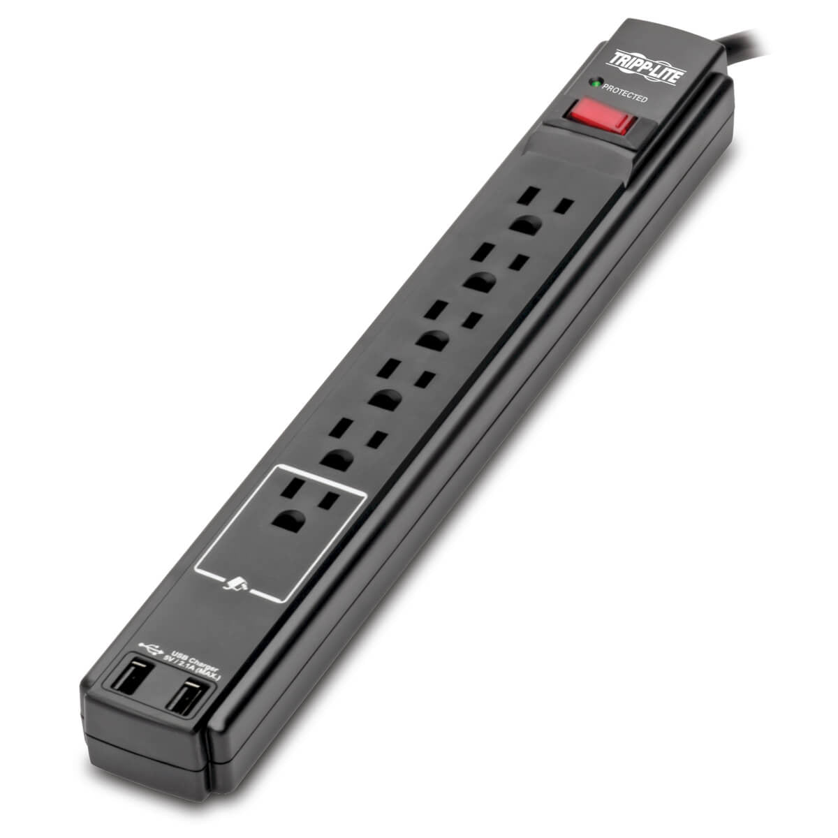 TLP606USBB - Tripp Lite SURGE PROTECTOR POWER STRIP 6 OUTLET 2 USB PORTS 6 FEET CORD BLACK