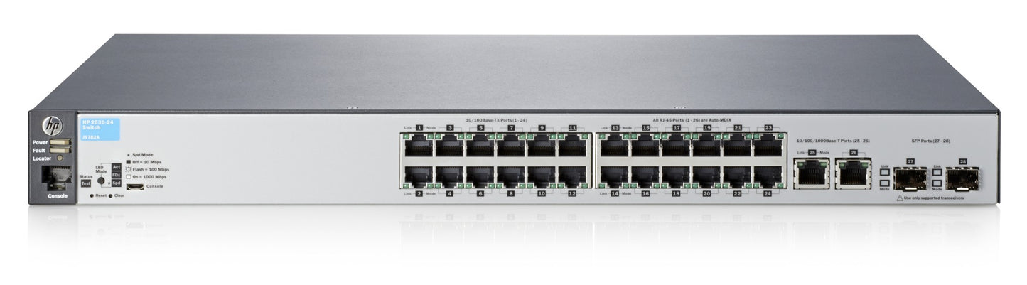 Aruba, a Hewlett Packard Enterprise company Aruba 2530-24 Managed L2 Fast Ethernet (10/100) 1U Gray