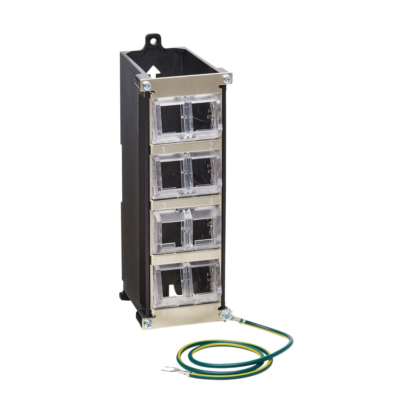 8-PORT METAL DIN-RAIL MOUNTING KEYSTONE PATCH PANEL W GROUNDING