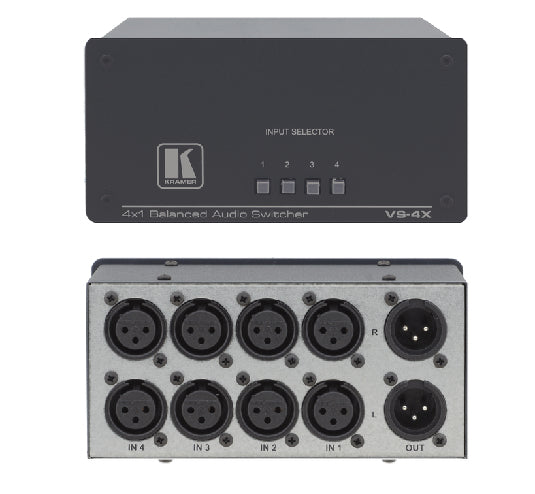 21-0255099 - Kramer Electronics THE VS-4X IS A HIGH-PERFORMANCE SWITCHER FOR BALANCED STEREO AUDIO SIGNALS ON XL