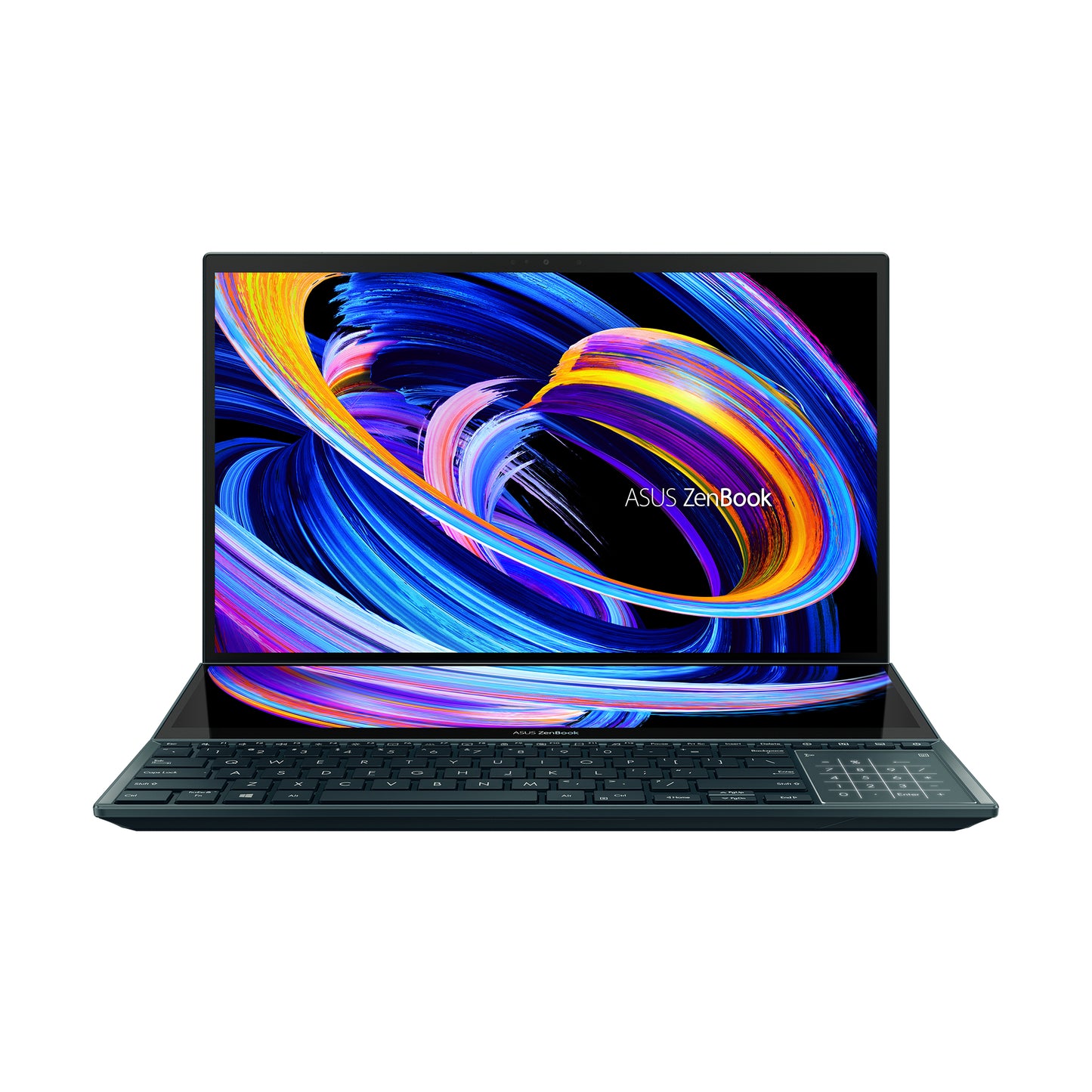 ASUS ZenBook Pro Duo 15 OLED UX582ZM-XS99T notebook i9-12900H 15.6" Touchscreen 4K Ultra HD Intel® Core™ i9 32 GB LPDDR5-SDRAM 1000 GB SSD NVIDIA GeForce RTX 3060 Wi-Fi 6 (802.11ax) Windows 11 Pro Blue