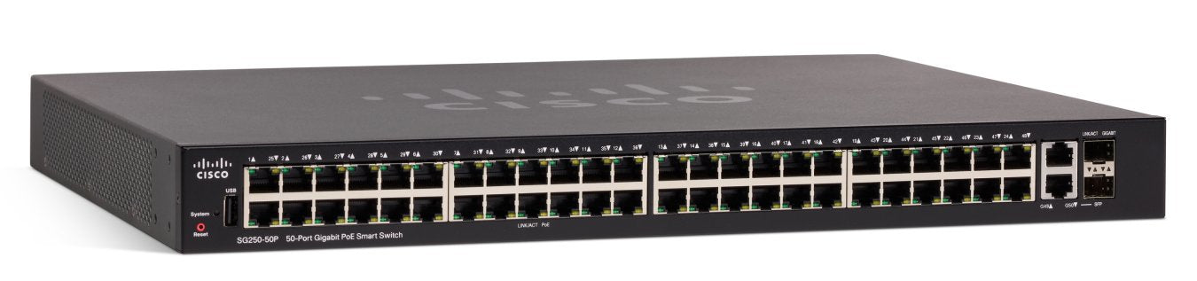 Cisco SG250 Managed L3 Gigabit Ethernet (10/100/1000) Power over Ethernet (PoE) 1U Black