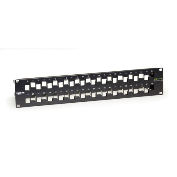 CAT6A STAGGERED MULTIMEDIA PATCH PANEL - 2U, BLANK, 48-PORT, GSA, TAA