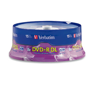 95484 - Verbatim DISC DVD+R DL 8.5GB 8X BRANDED 15PK SPINDLE