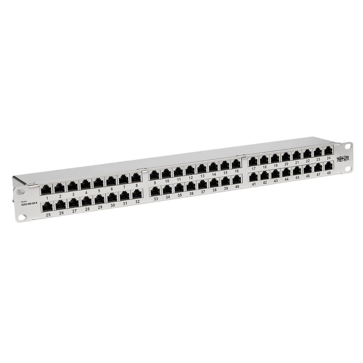 CAT5E/CAT6 48-PORT PATCH PANEL - SHIELDED, KRONE IDC, 568A/B, RJ45 ETHERNET, 1U