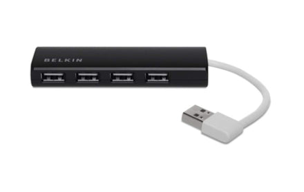 F4U042BT - Belkin 4-PORT TRAVEL USB 2.0 HUB, ULTRA-SLIM SERIES