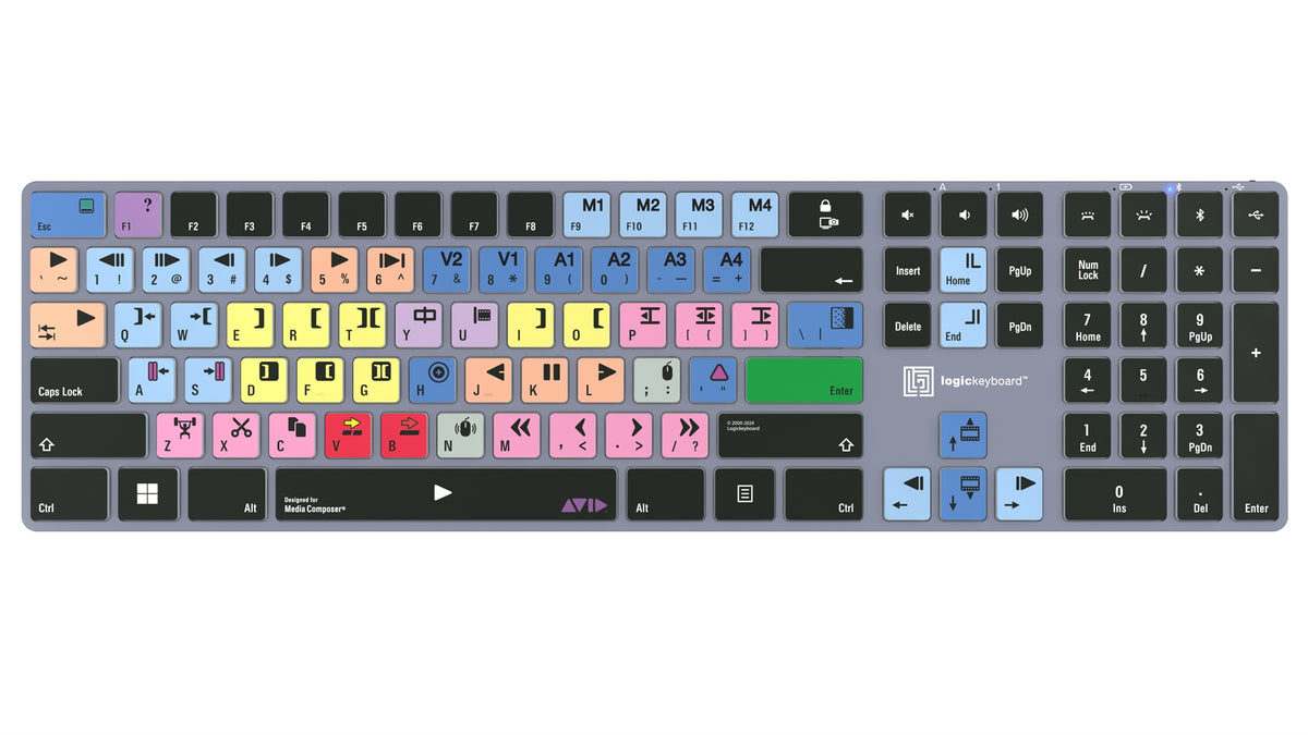 LKB-MCOM4-TPC-UK - LogicKeyboard Avid Media Composer UK QWERTY Backlit Bluetooth USB-C TITAN PC Shortcut Keyboard