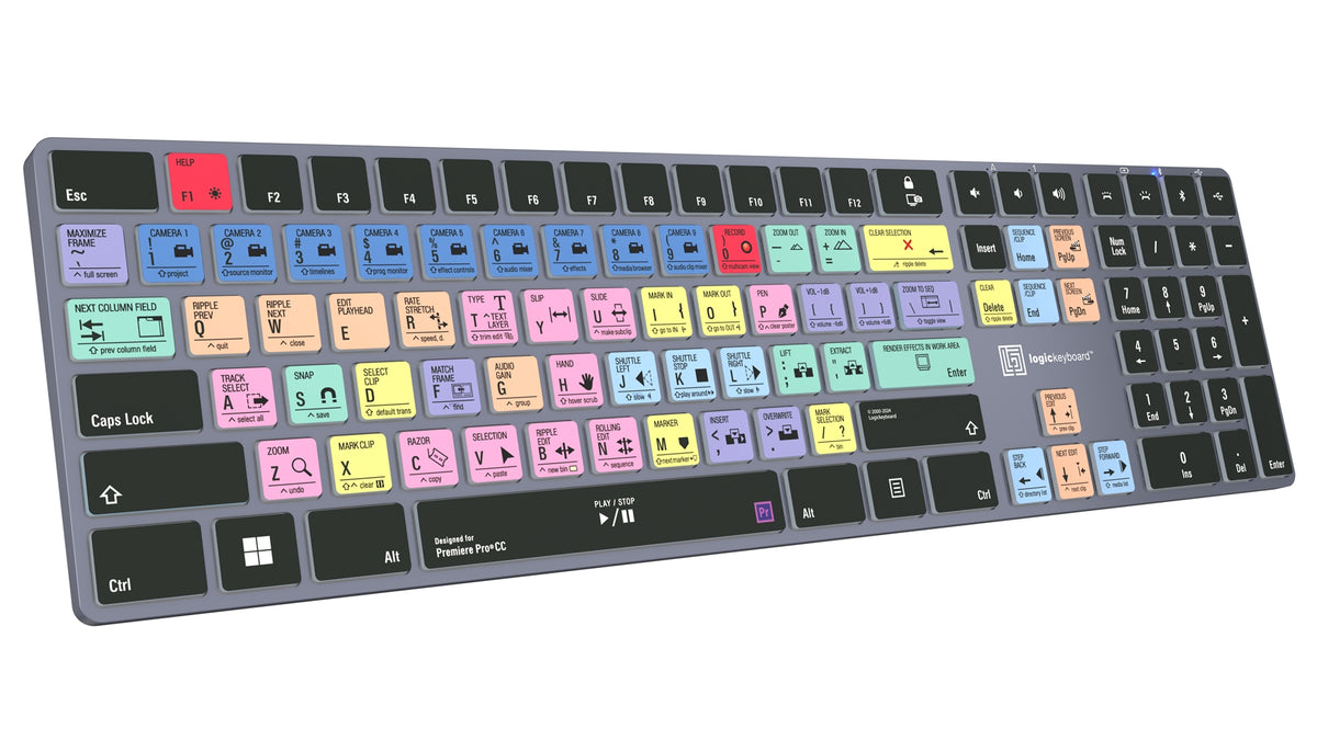 LKB-PPROCC-TPC-UK - LogicKeyboard Adobe Premiere Pro CC UK QWERTY Backlit Bluetooth USB-C TITAN PC Keyboard