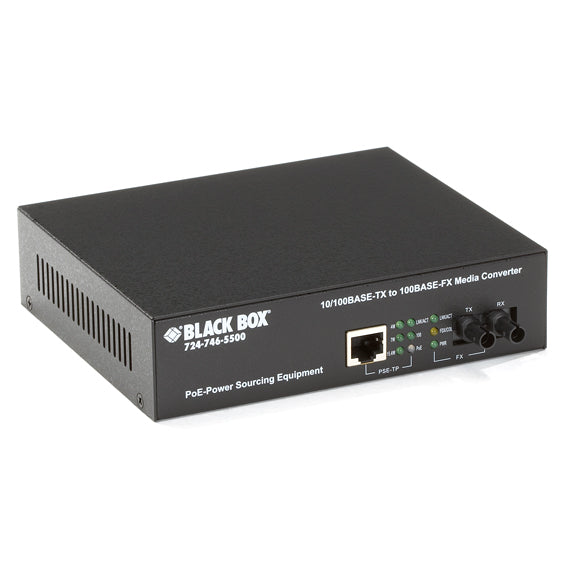 FAST ETHERNET POE MEDIA CONVERTER - 10/100-MBPS COPPER TO 100-MBPS MULTIMODE FIB