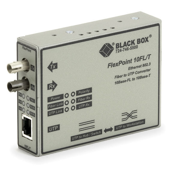 Black Box LMC212A-13MM-R3 network media converter 10 Mbit/s 1310 nm Multi-mode Gray