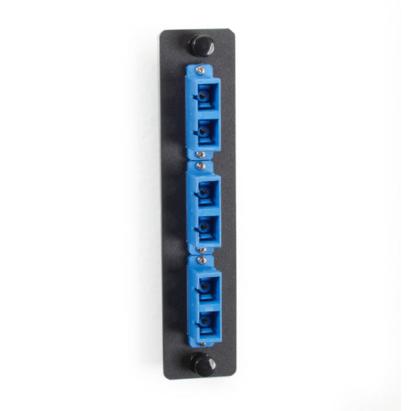 JPM451C - Black Box LOW-DENSITY SINGLE-MODE FIBER ADAPTER PANEL - CERAMIC SLEEVE, (3) SC DUPLEX, BLU