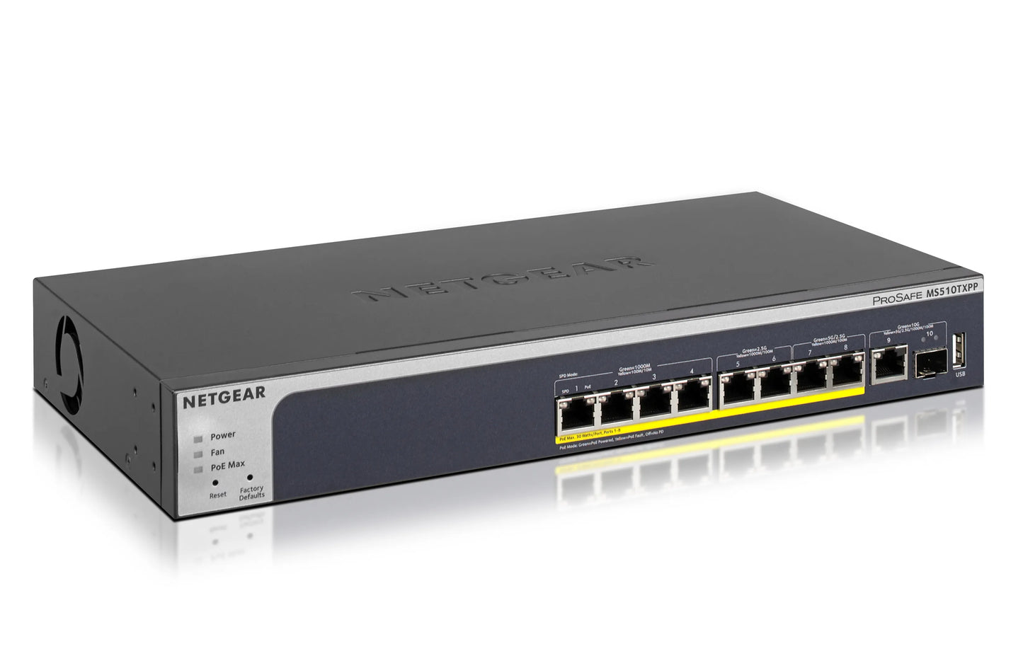 MS510TXPP-100NAS - Netgear 8-PORT POE+ MULTI-GIGABIT SMART MANAGED PRO SWITCH WITH 10G COPPER/FIBER UPLINKS