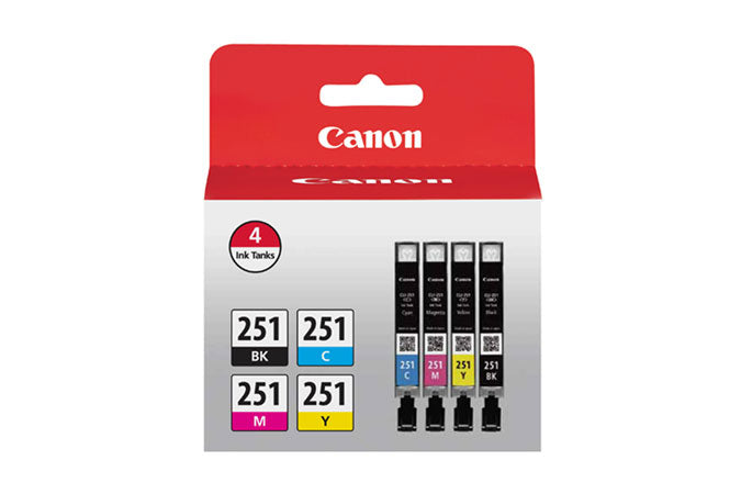 6513B004 - Canon CLI-251 4 COLOR INK PACK FOR THE CANON MG6320, IP7220, MG5420, MX922, MG7120, MG