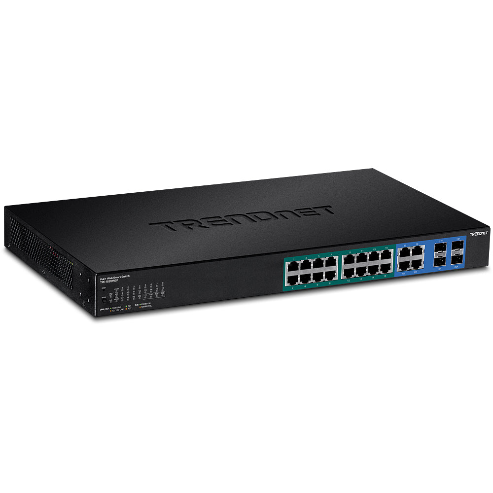 Trendnet TPE-1620WSF network switch Managed L2/L3 Gigabit Ethernet (10/100/1000) Power over Ethernet (PoE) 1U Black