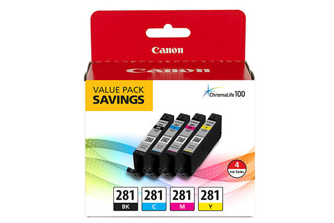 2091C005 - Canon CLI-281 BLACK, CYAN, MAGENTA & YELLOW 4 INK PACK