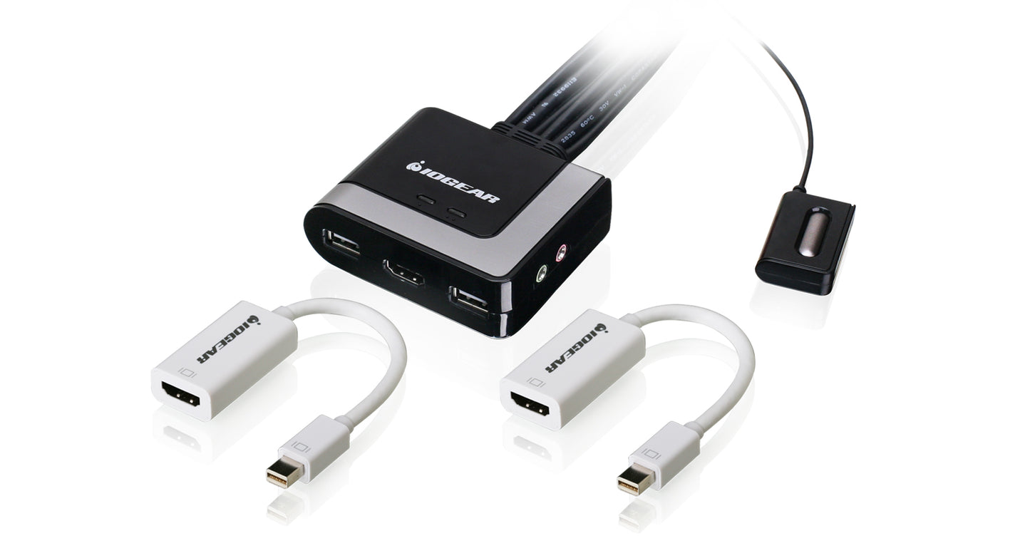 GCS62HMDPKIT - iogear 2-PORT HD CABLE KVM WITH MINI DISPLAYPORT ADAPTERS