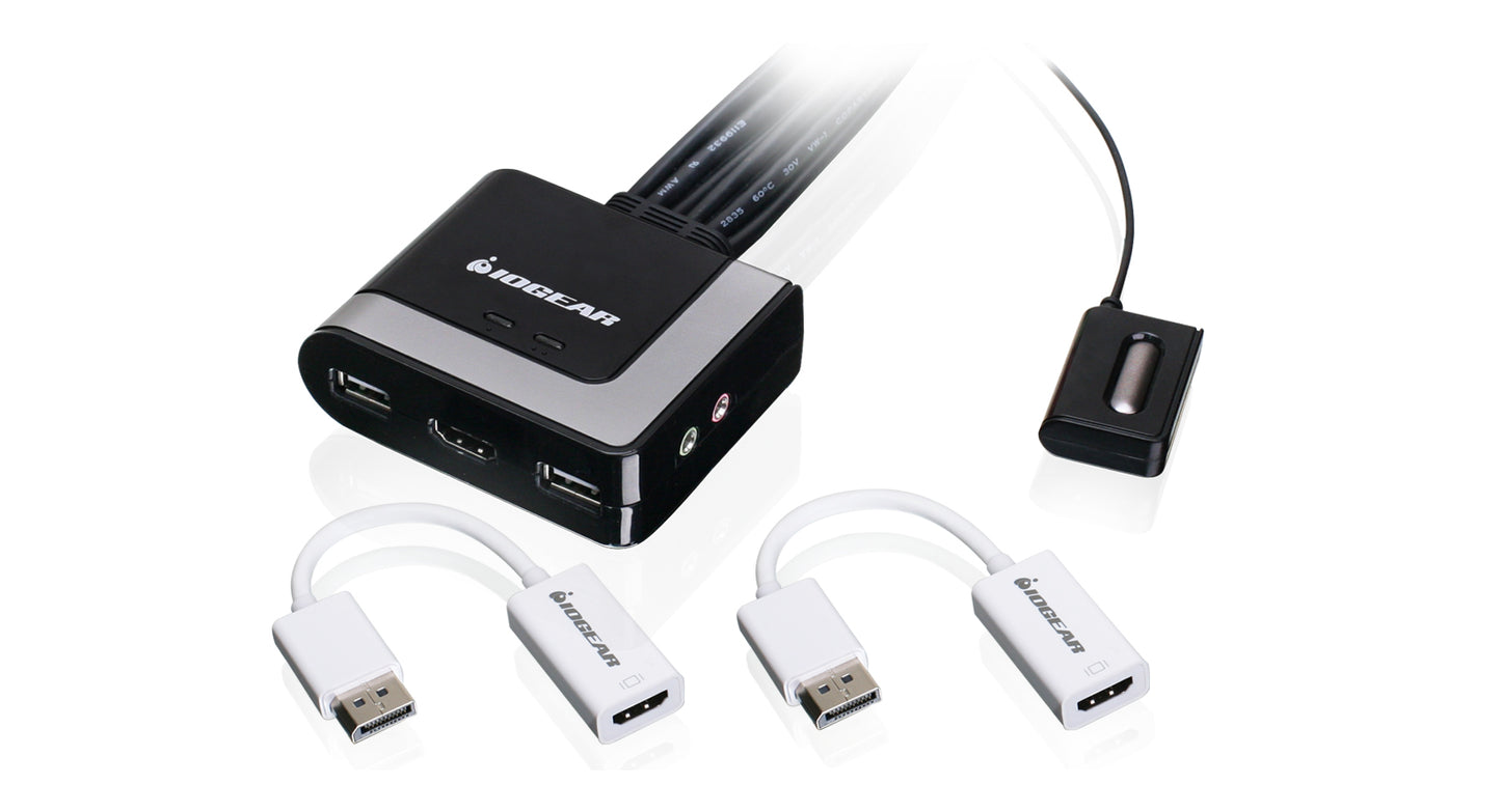 GCS62HDPKIT - iogear 2-PORT HD CABLE KVM WITH DISPLAYPORT ADAPTERS