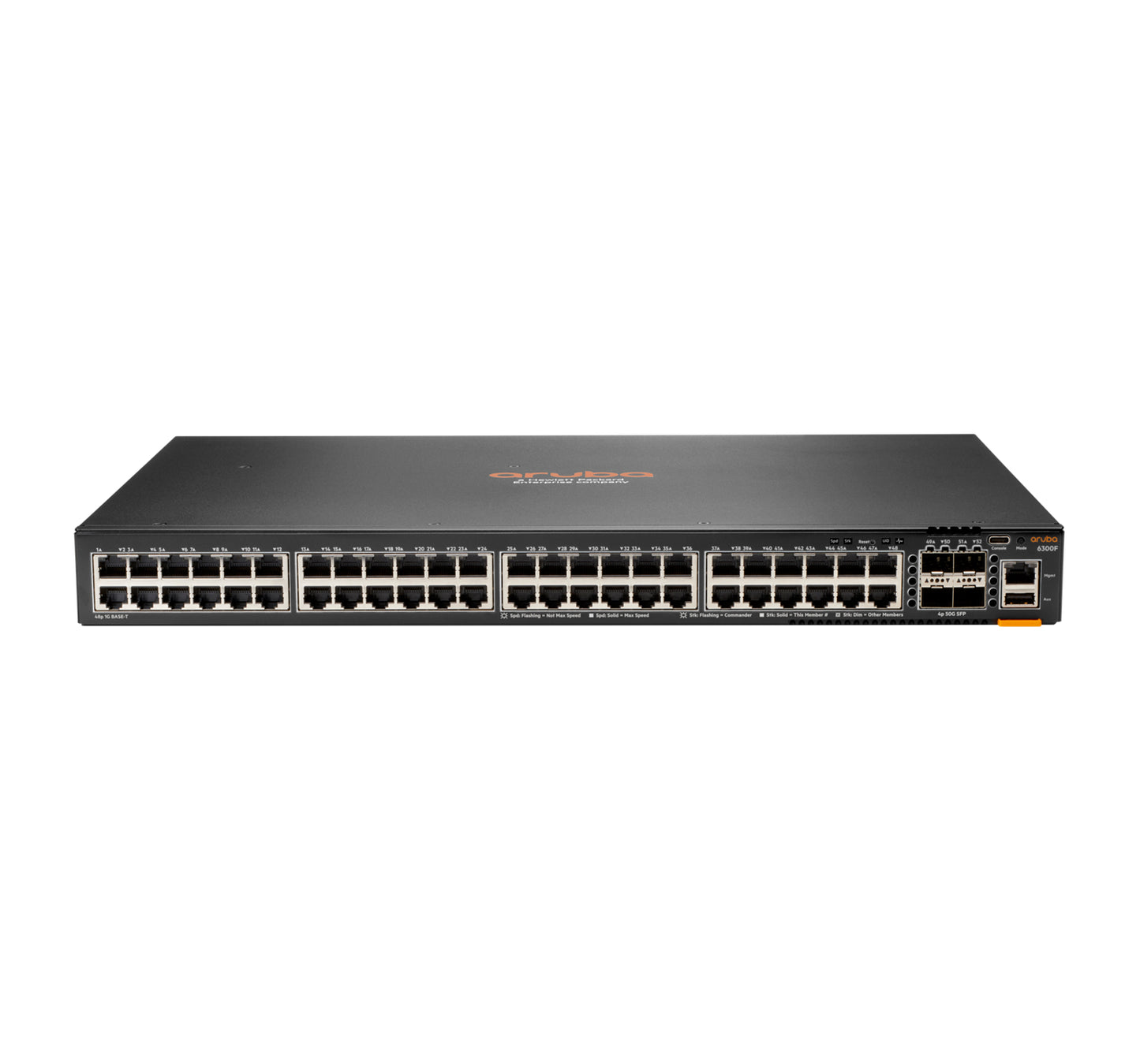 Hewlett Packard Enterprise Aruba 6300F 48-port 1GbE & 4-port SFP56 Managed L3 Gigabit Ethernet (10/100/1000) 1U Gray