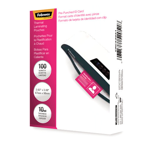 52051 - Fellowes GLOSSY POUCHES ID TAG PUNCHED 10 MIL