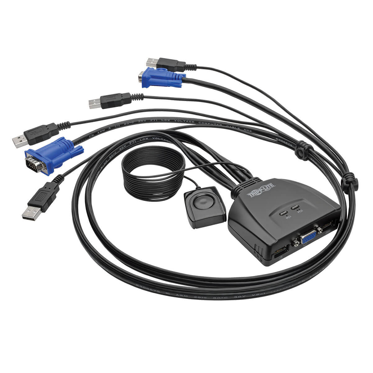 2-PORT USB / VGA KVM SWITCH CABLE W/ AUDIO & PERIPHERAL SHARING