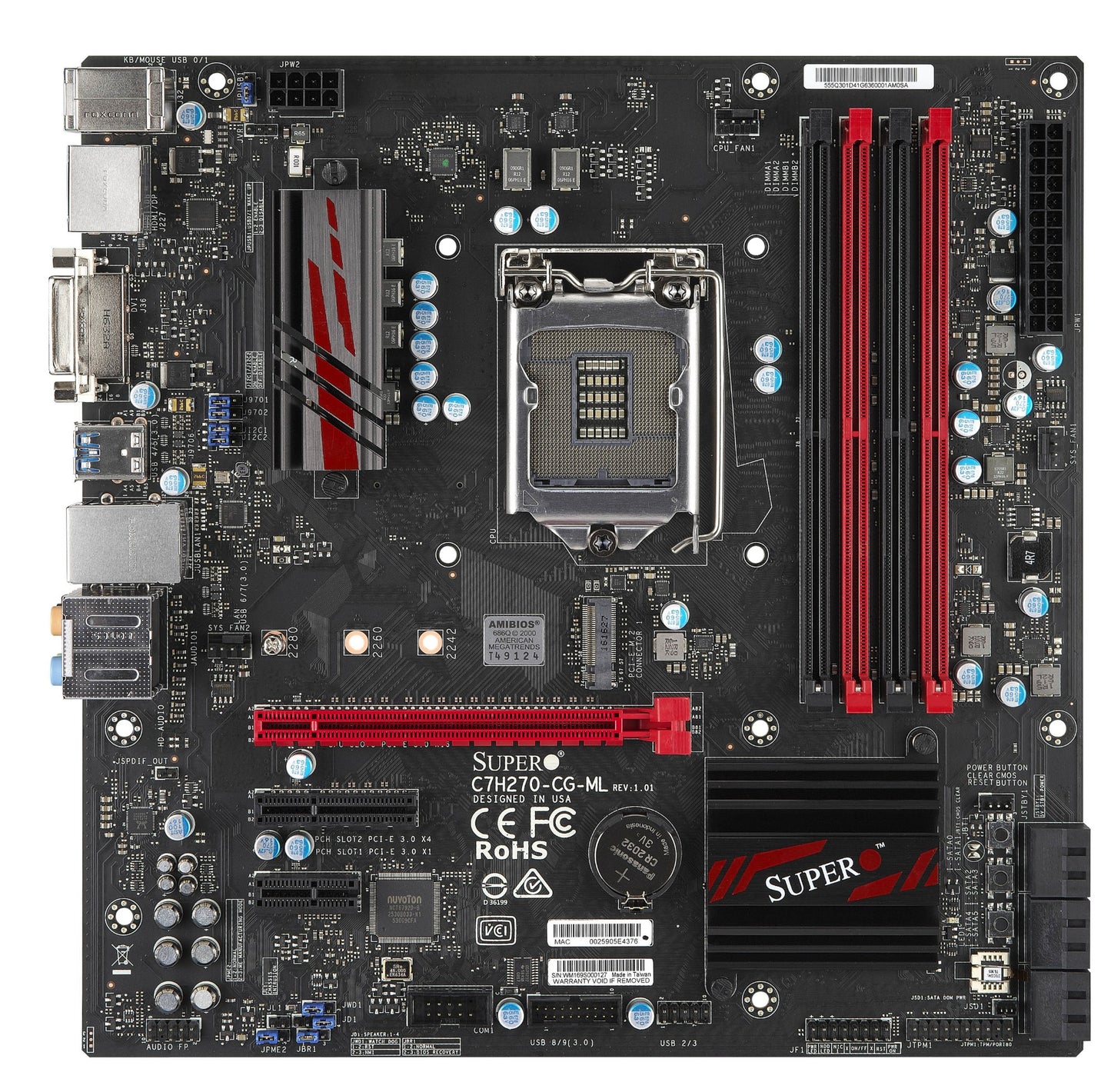 MOTHER BOARD-INTEL, (EOL) DESKTOP MBD-C7H270-CG-ML, MICRO ATX,KABYLAKE, SINGLE