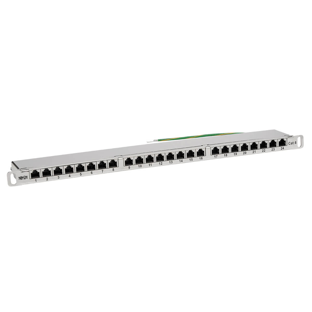 CAT5E/CAT6 24-PORT PATCH PANEL - SHIELDED, KRONE IDC, 568A/B, RJ45 ETHERNET, 0.5