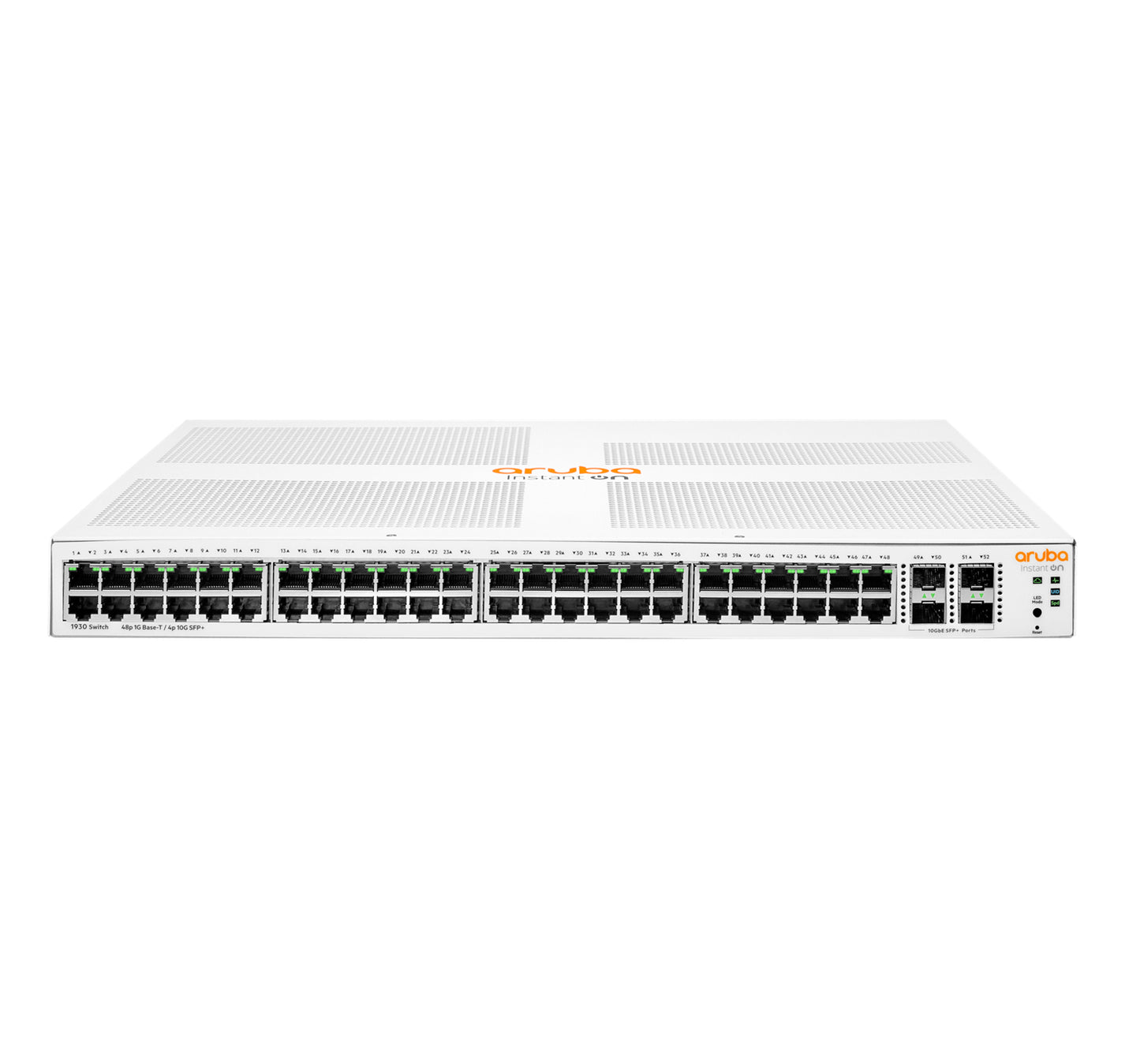 Hewlett Packard Enterprise Aruba Instant On 1930 48G Class4 PoE 4SFP/SFP+ 370W Managed L2+ Gigabit Ethernet (10/100/1000) Power over Ethernet (PoE) 1U White