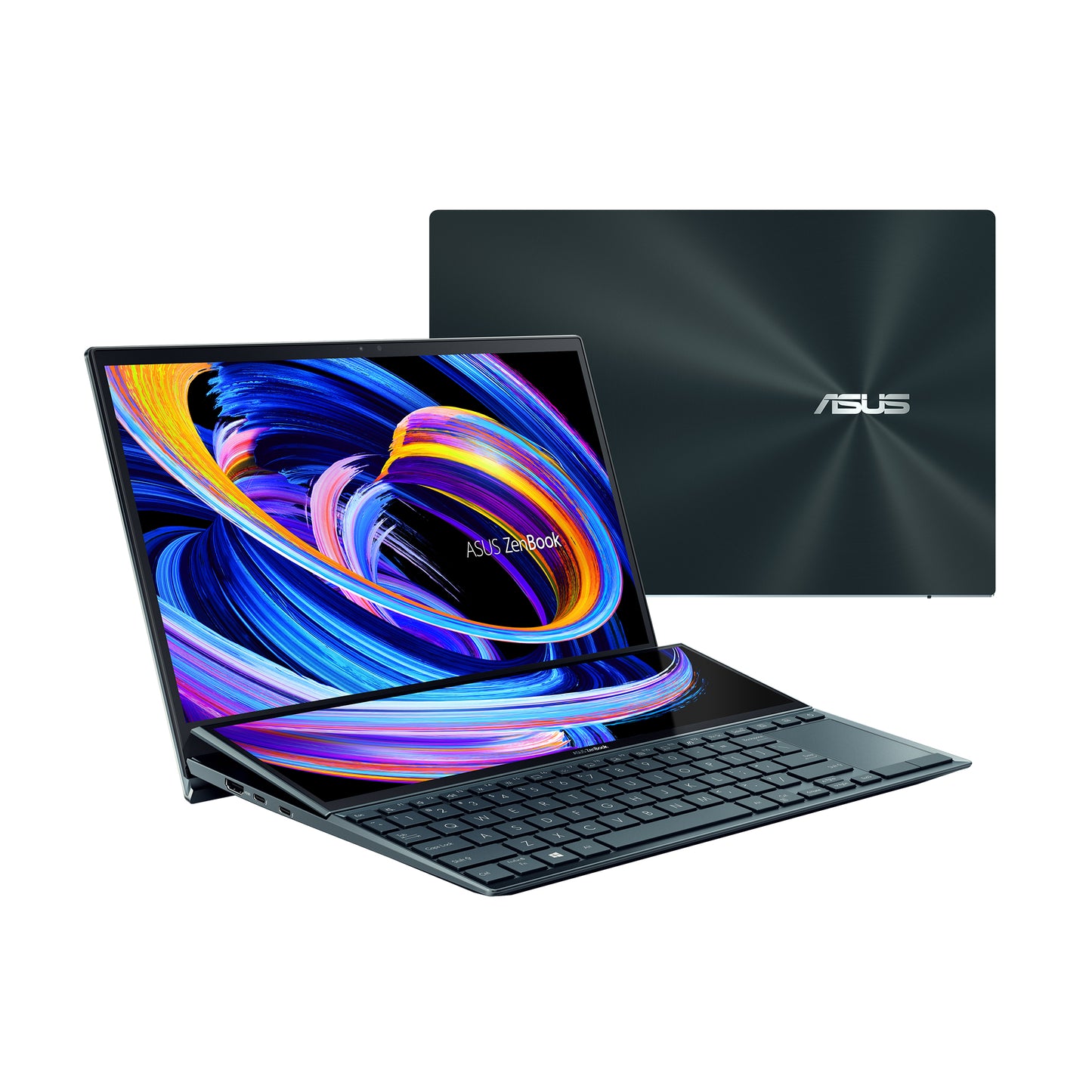 ASUS ZenBook Duo 14 UX482EGR-XB77T notebook i7-1195G7 14" Touchscreen Full HD Intel® Core™ i7 32 GB LPDDR4x-SDRAM 1000 GB SSD NVIDIA GeForce MX450 Wi-Fi 6 (802.11ax) Windows 11 Pro Blue