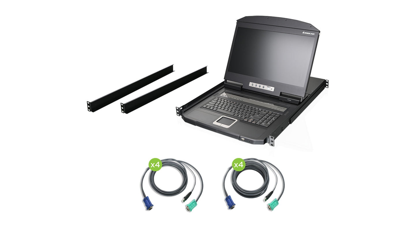 GCL1908WKITU - iogear RACK CONSOLE 18.5" 1366 X 768 PIXELS METAL PLASTIC BLACK 1U