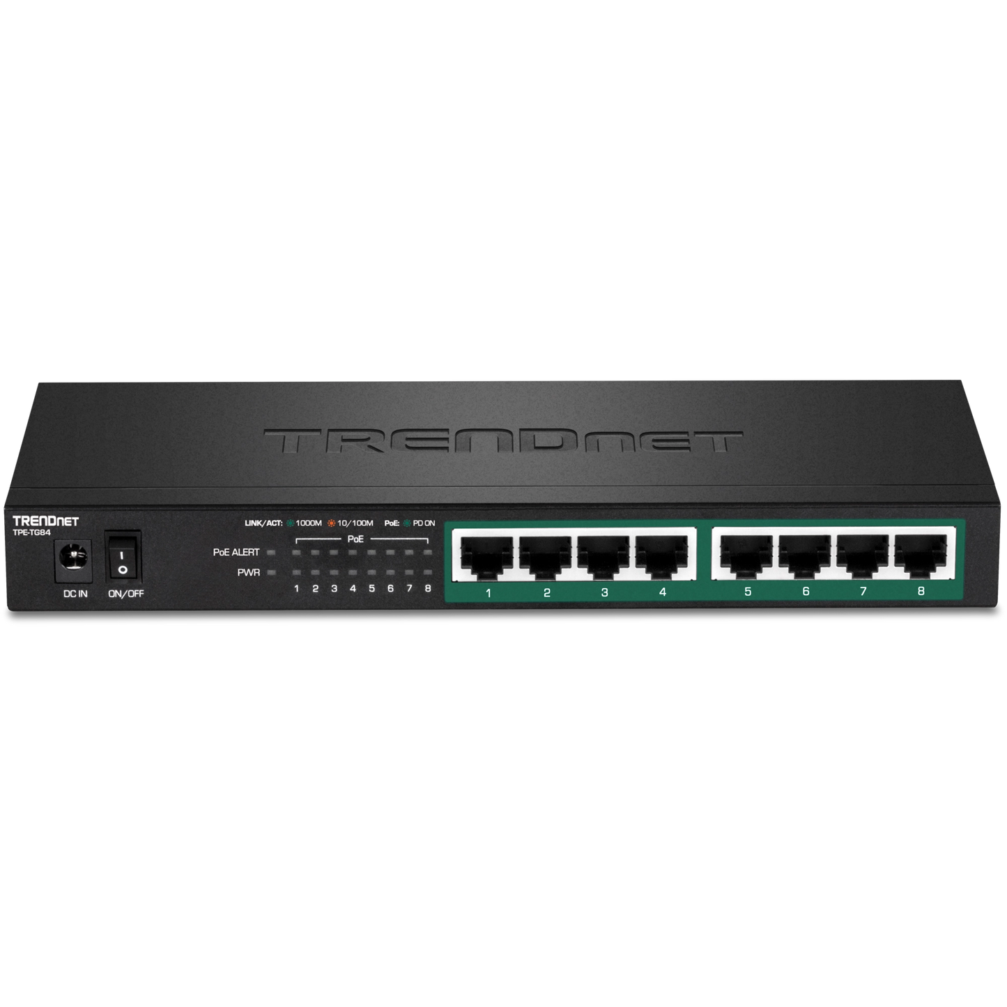 TPE-TG84 - TRENDnet 8-Port Gigabit PoE+ Switch 120W PoE NDAA/TAA