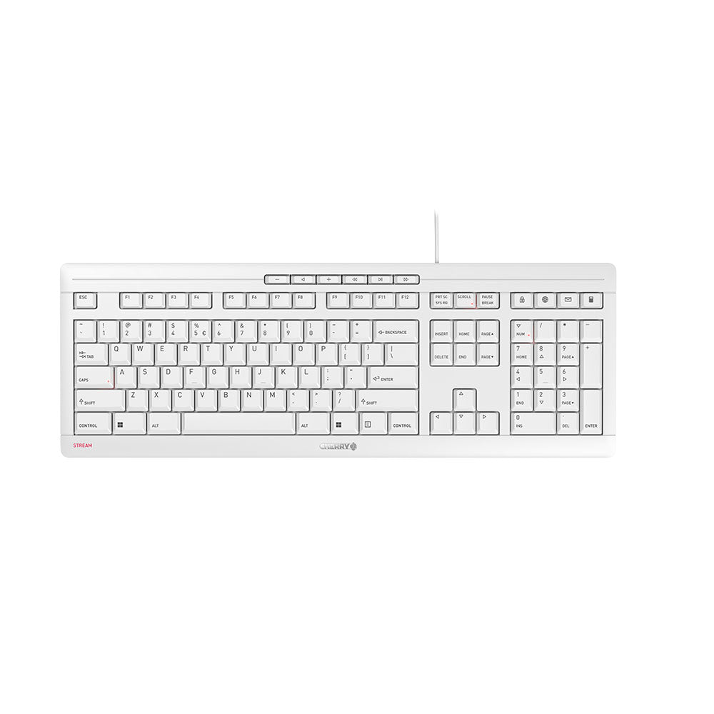 JK-8500EU-0 - CHERRY CORDED-LIGHT GREY, 18, ULTRASLIM , US INTL 104 LAYOUT W/ 10 ADDITIONAL HOTKEYS.