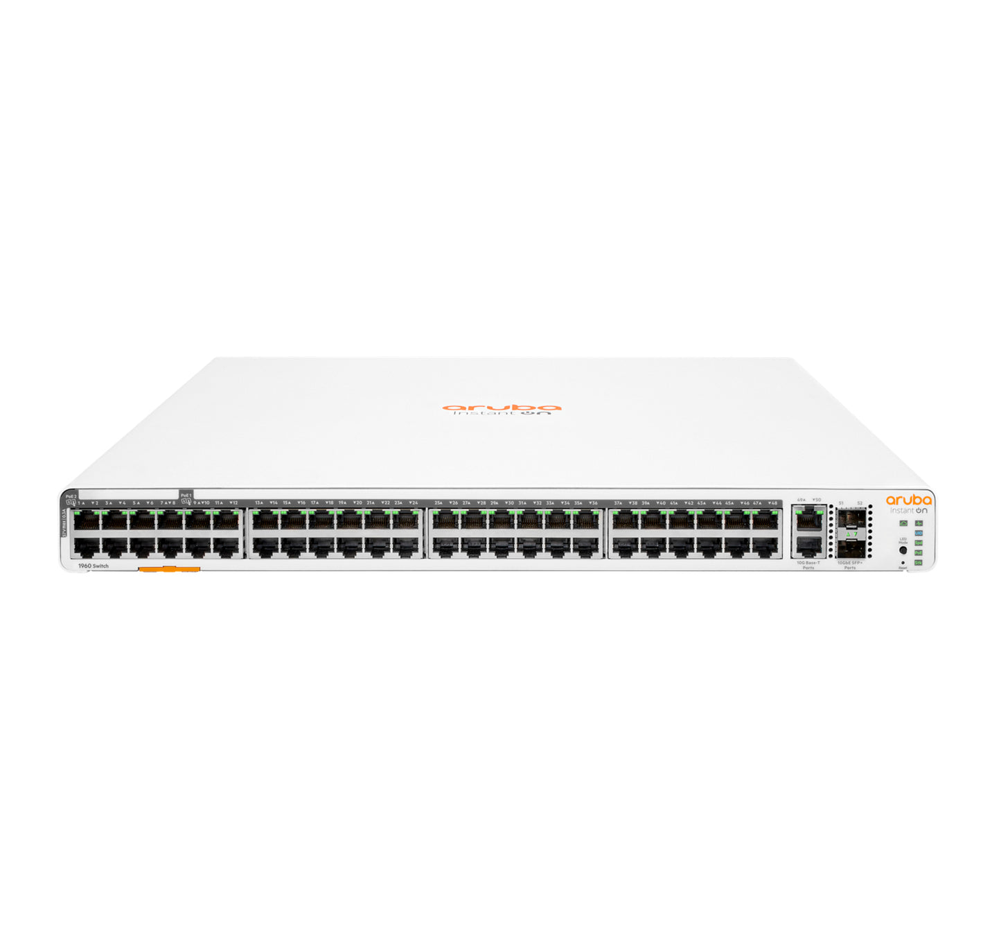 Hewlett Packard Enterprise Aruba Instant On 1960 48G 40p Class4 8p Class6 PoE 2XGT 2SFP+ 600W Managed L2+ Gigabit Ethernet (10/100/1000) Power over Ethernet (PoE) 1U White