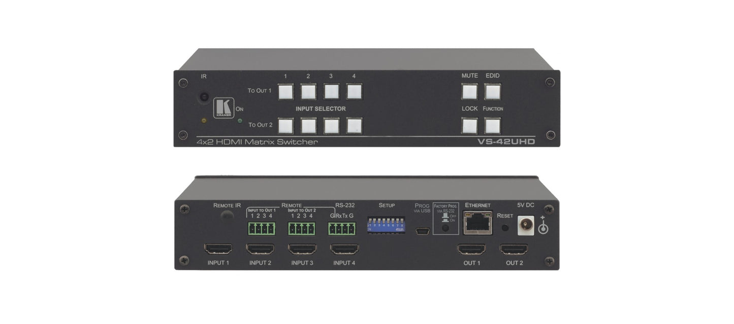 20-801220190 - Kramer Electronics VS-42UHD IS A HIGH-QUALITY, 4X2 MATRIX SWITCHER FOR 4K@60HZ (4:2:0) HDMI SIGNALS