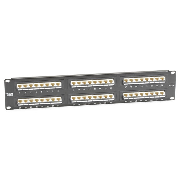 CAT5E PATCH PANEL - 1U, UNSHIELDED, ANGLED 48-PORT (UP)