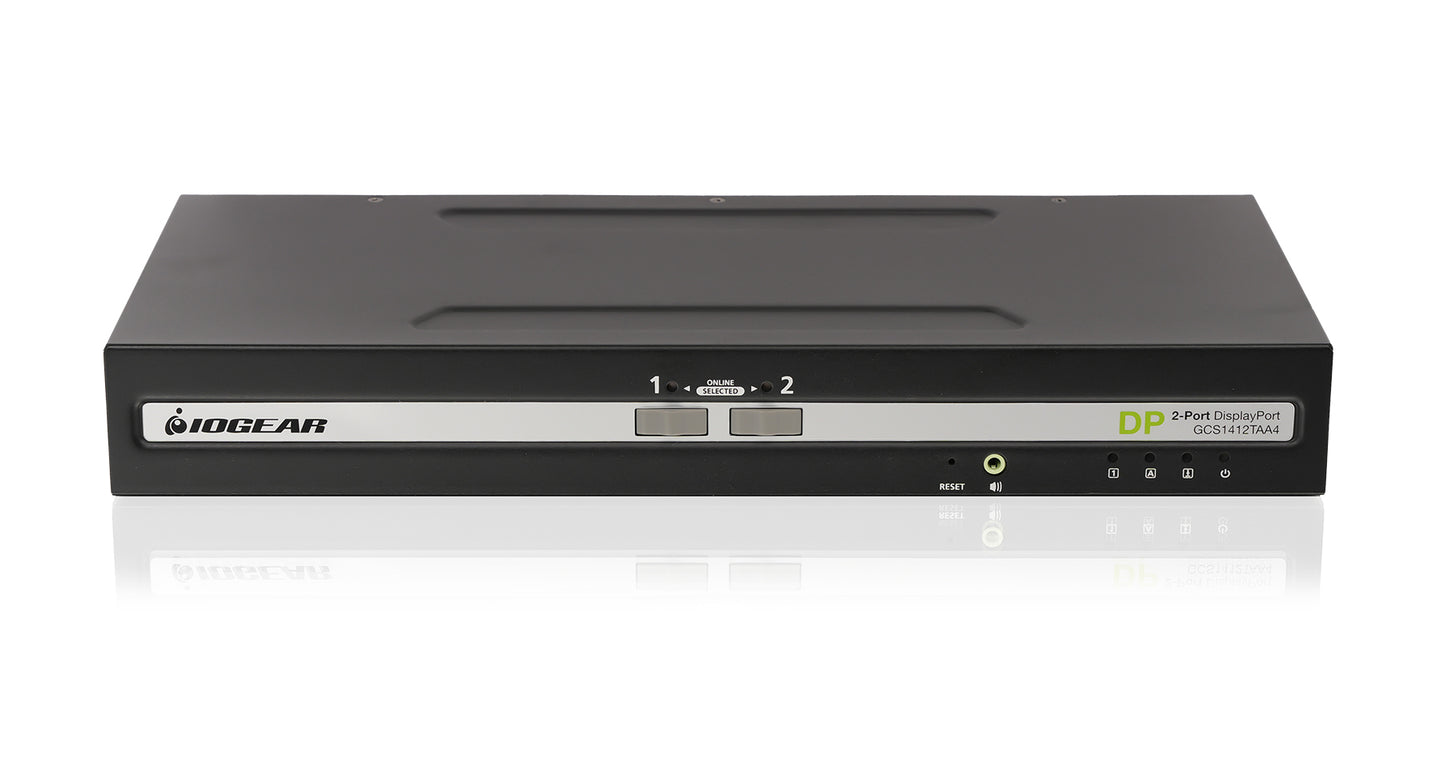 GCS1412TAA4 - iogear 2-PORT SINGLE VIEW DISPLAYPORT PP4.0 SECURE KVM SWITCH W/AUDIO. TAA COMPLIANCE