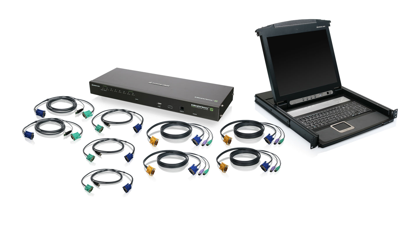 GCL1808IKIT - iogear 8-PORT IP BASED KVM AND 17IN LCD KVM CONSOLE BUNDLE