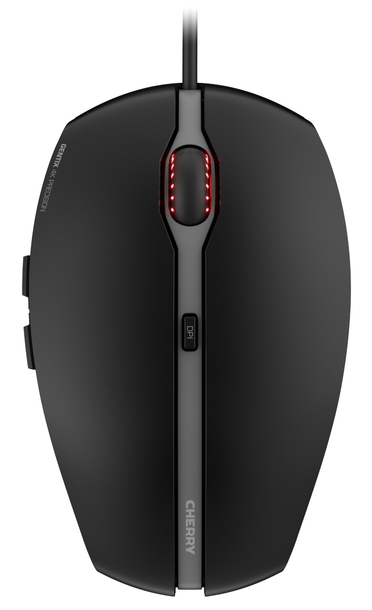 JM-0340-2 - CHERRY GENTIX 4K- BLACK OPTICAL MOUSE UP TO 3600 DPI W/SOLID RUBBER SIDES 1.8 METER USB