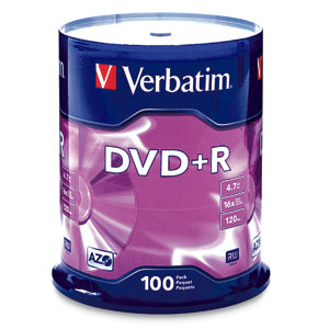 95098 - Verbatim AZO DVD+R 4.7GB 16X WITH BRANDED SURFACE-100PK SPINDLE
