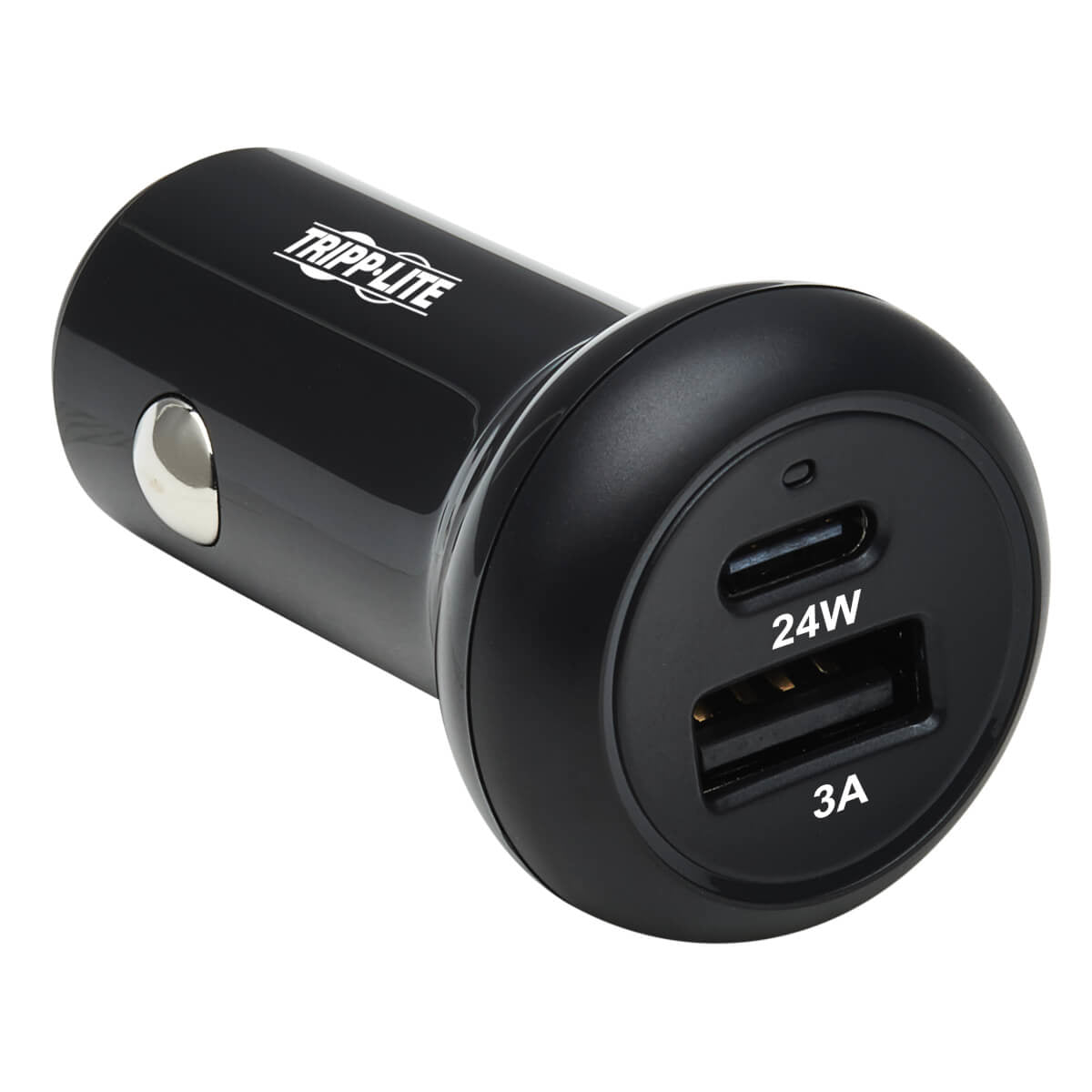 U280-C02-24W-1B - Tripp Lite USB CAR CHARGER DUAL-PORT 24W CHARGING USB C USB-A QC 3.0 BLACK
