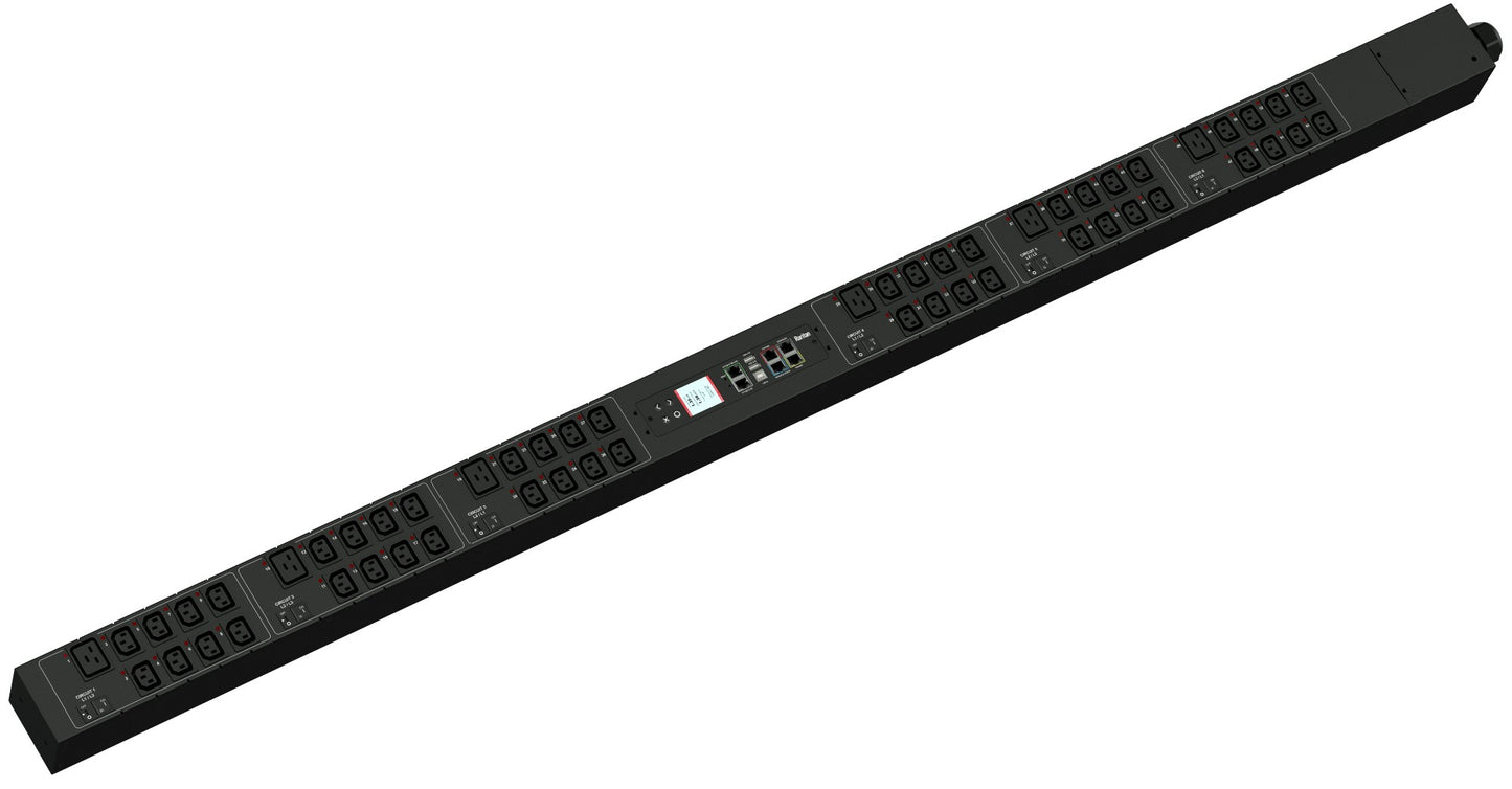 3PH, 208V AC, 50A (40A/PH RATED); 54 OUTLETS: 48X C13, 6X C19; PLUG: HUBBELL CS8