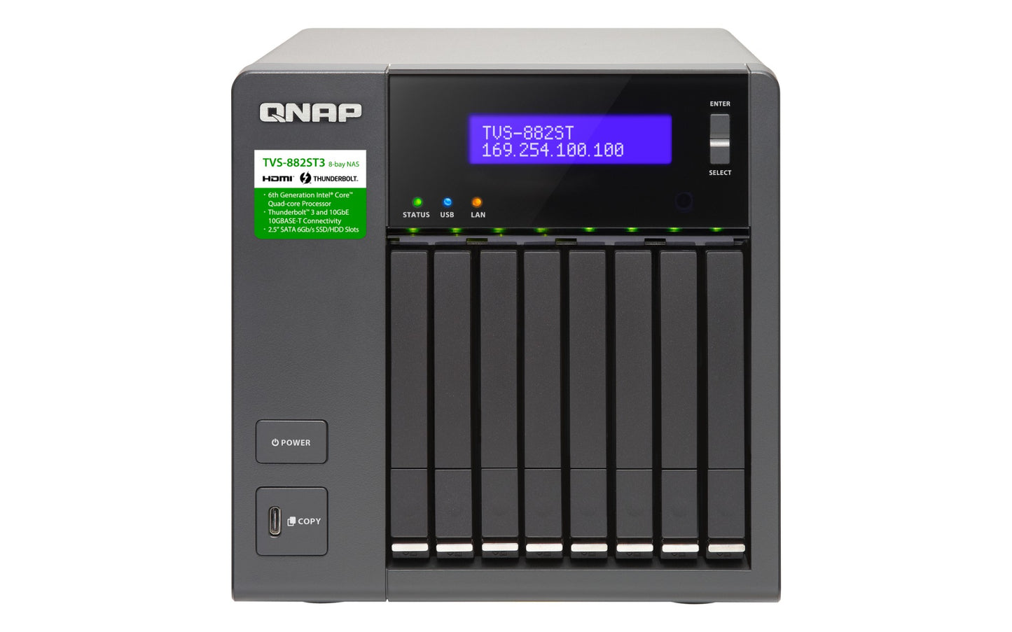 QNAP TVS-882ST3 NAS Tower Ethernet LAN Black i7-6700HQ