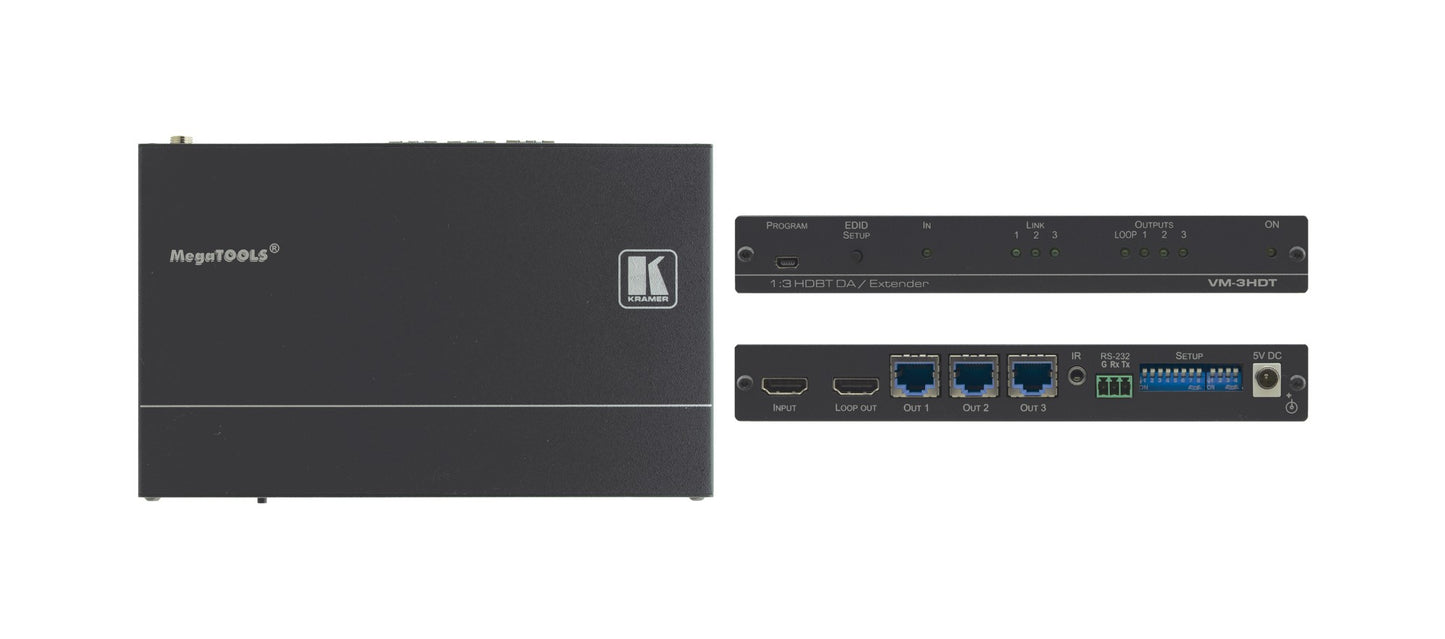 10-8048901090 - Kramer Electronics VM-3HDT IS A HIGH-QUALITY, LONG-REACH 1:3 HDBASET EXTENDER DISTRIBUTOR THAT TAKE