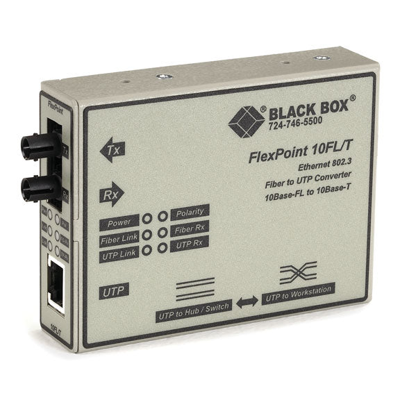 Black Box LMC212A-SM-R3 network media converter 10 Mbit/s 1310 nm Single-mode Internal Grey