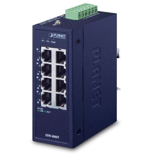 ISW-800T - Planet IP30 Compact Size 8-Port 10/100TX Industrial Fast Ethernet Switch