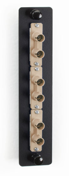 JPM450B - Black Box LOW-DENSITY MULTIMODE FIBER ADAPTER PANEL - CERAMIC SLEEVE (3) ST DUPLEX BEIGE
