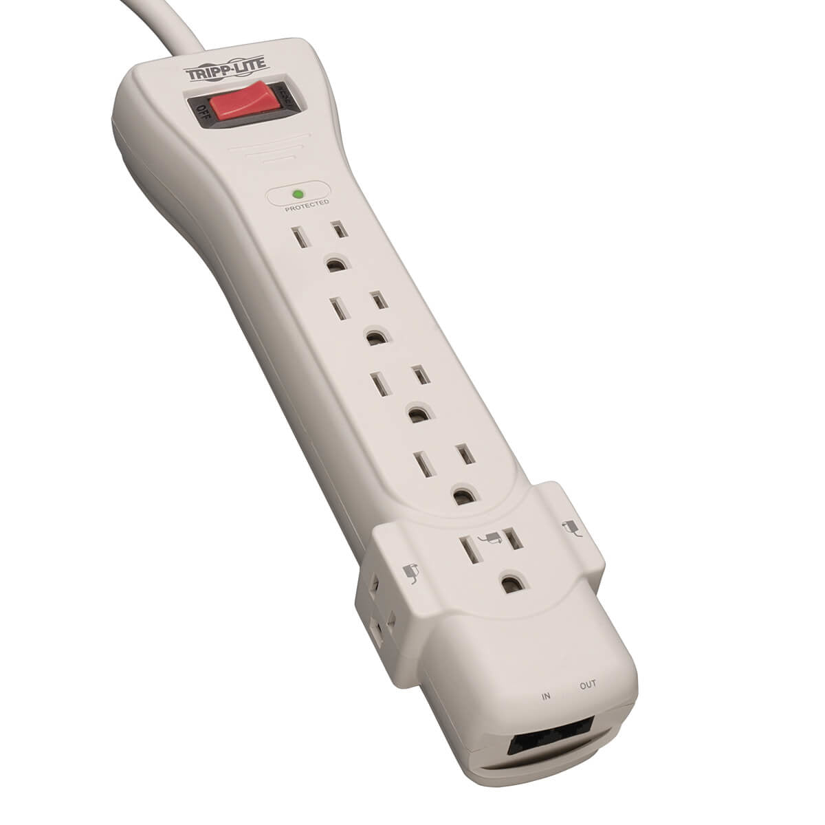 SUPER6TEL - Tripp Lite SURGE PROTECTOR POWER STRIP 120V 7 OUTLET RJ11 6FEET CORD 1080 JOULES