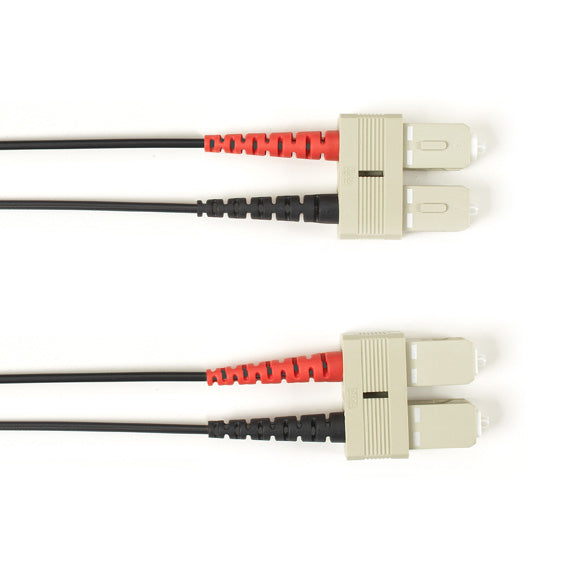 OM2 50/125 MULTIMODE FIBER OPTIC PATCH CABLE - OFNR PVC, SC TO SC, BLACK, 3-M (9