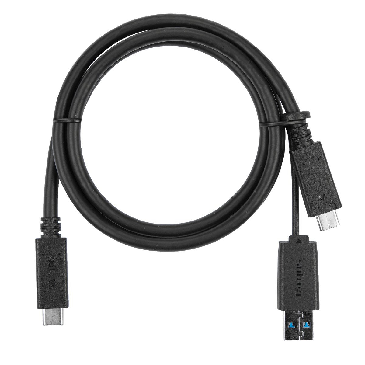 ACC1126GLX - Targus 1M USB-C MALE TO USB-C MALE CABLE WITH USB-A TETHER BLACK