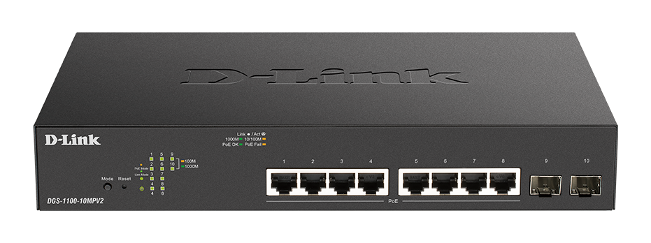 DGS-1100-10MPV2 - D-Link the 10-port Gigabit Smart Managed PoE Switch